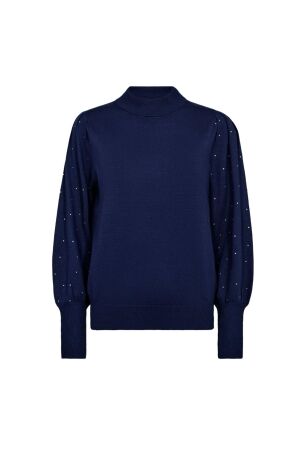 Freequent High neck sleev w. rhinestone Patriot blue